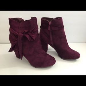 Wine colored suede booties